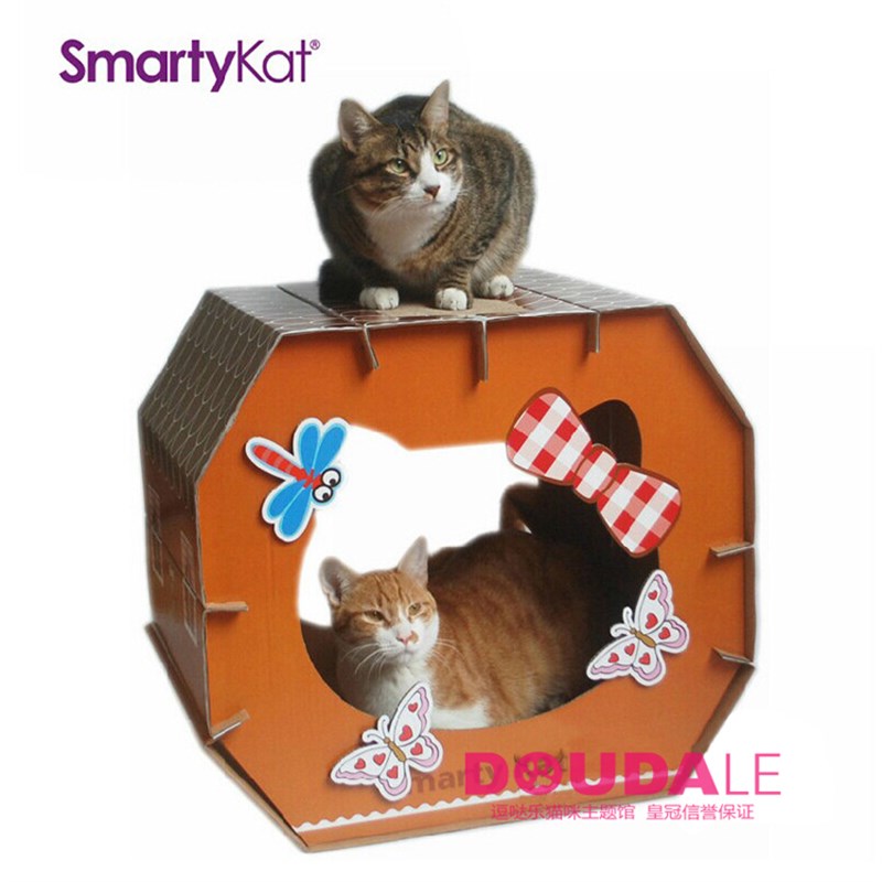 Smarty Kat猫抓板一体猫窝耐磨不掉屑耐抓特大号瓦楞纸立式猫屋箱