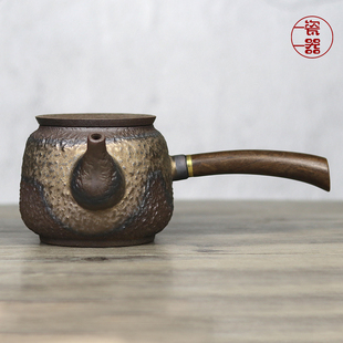 单壶办公室温茶器一套装 侧把粗陶泡茶壶陶瓷壶日式 家用客厅茶具