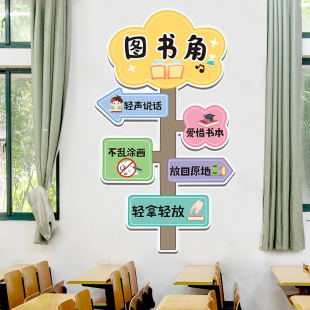 图书阅读区幼儿园环创墙面装饰神器读书角布置小学班级文化墙贴纸