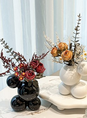 奶油风花瓶摆件客厅插花卧室玄关电视柜创意家居陶瓷工艺品