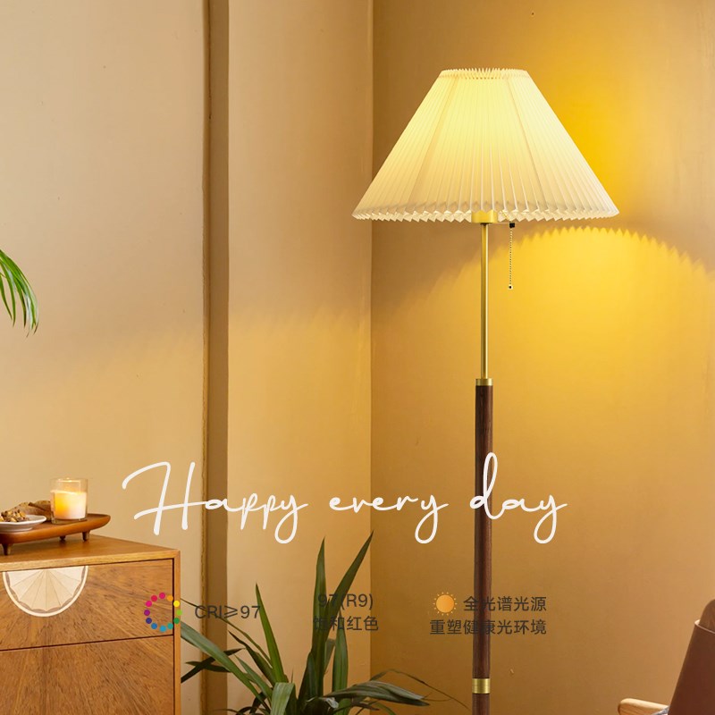 索燕中古风复古落地灯台灯床头卧室客厅装饰护眼新中式实木简约灯