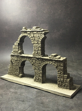 冬官手作 水泥鱼缸造景石个性摆件活石废墟残墙建筑物房子装饰品