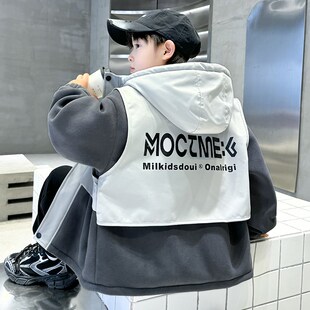 儿童装男童外套秋冬款2024新款男孩棉服冬季大童加绒加厚棉衣冬装