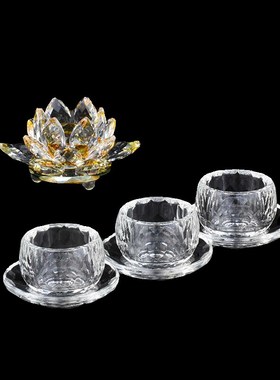供水杯透明供奉佛前莲花摆件圣水杯家用净水杯贡杯佛水晶玻璃供杯