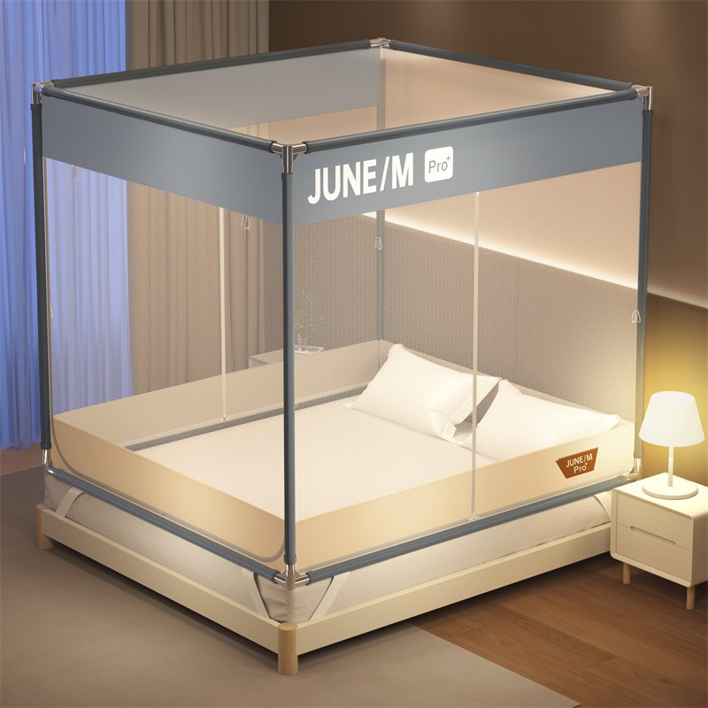 蚊帐T型三开门加粗支架儿童宝宝全底防摔防掉床家用卧室高级纹帐