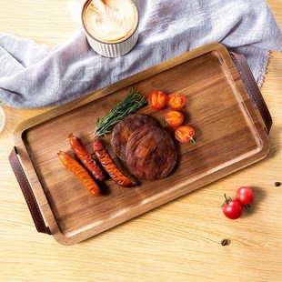 实木托盘长方形家用餐盘创意咖啡厅蛋糕甜品面包点心木制茶盘 日式
