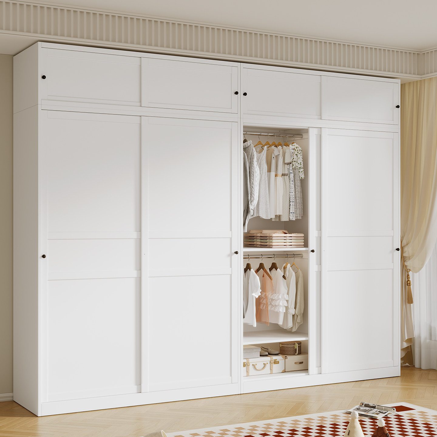 澎木全屋钢制推拉门衣柜家用卧室衣橱 简约现代储物柜金属收纳柜,住宅家具,自由组合衣柜,淘宝优惠券,粉丝福利购,淘宝优惠卷