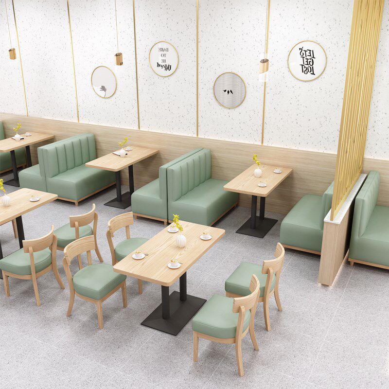 西奶茶店靠墙卡座沙发咖啡厅甜品小吃汉堡料理店桌椅
