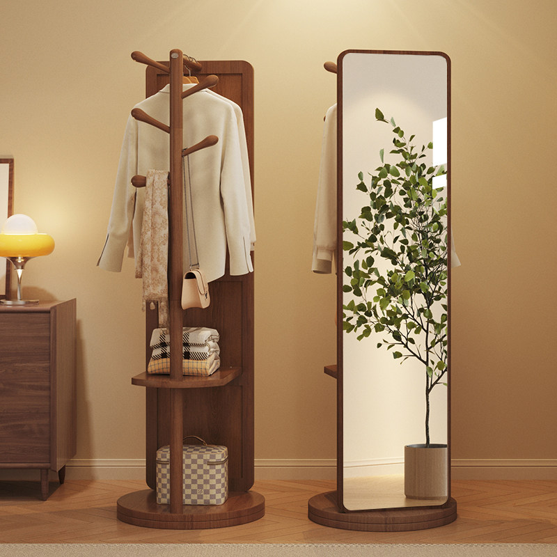 钢化实木旋转穿衣镜穿衣镜挂衣架一体衣帽架落地镜子试衣镜,住宅家具,衣挂一体镜,淘宝优惠券,粉丝福利购,淘宝优惠卷