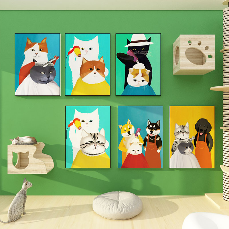 宠物店墙面装饰用品玻璃门广告贴纸猫狗布置背景创意收银柜台墙贴