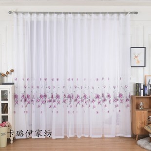 阳台纱成品刺绣绣窗帘布料遮阳客厅卧室飘窗半帘定制窗帘