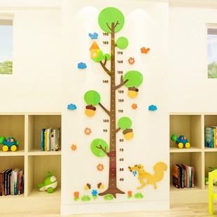 儿童身高贴d立体墙贴画成长树客厅宝宝房间布置除幼儿园墙面装 饰