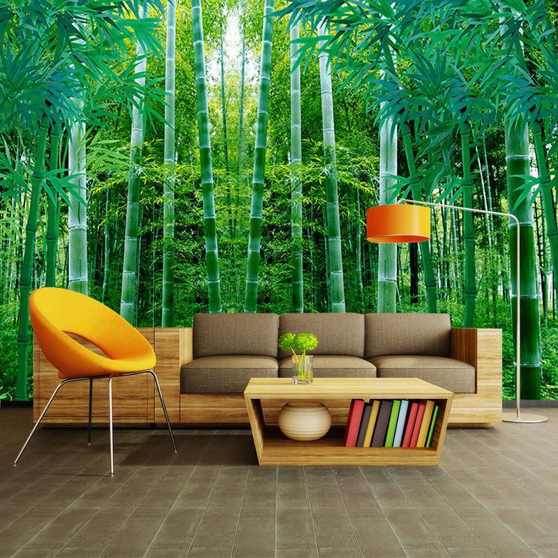 绿色竹子竹林竹报平安富贵竹沙发电视背景墙客厅卧室墙贴风景壁画