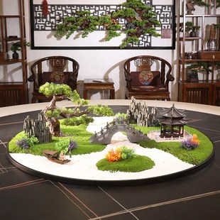 酒店大圆桌中间转盘摆餐桌装 饰品饭店摆设微缩景观摆台