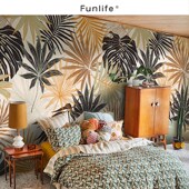 观叶现代波普艺术纸卧室背景墙改色翻新自粘纸美化