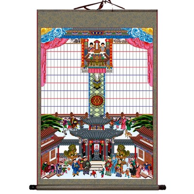 不褪色布供奉老祖宗家谱族谱挂画老式卷轴家堂轴子宗谱祖先神位图