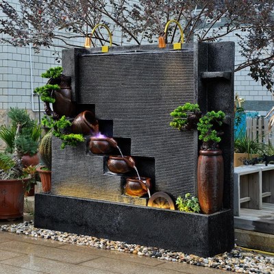 水幕墙假山喷泉大型流水屏风招财庭院客厅办公室水景公司欧式