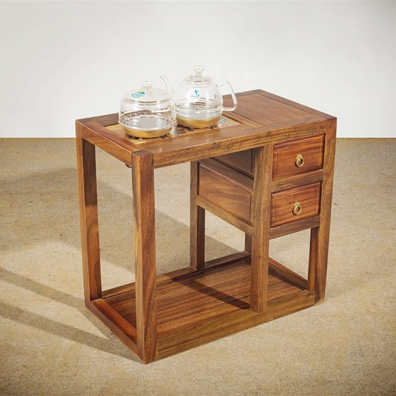 奥坎茶水柜实木大板边柜家用泡茶台原木中式餐边柜茶几茶桌储物柜