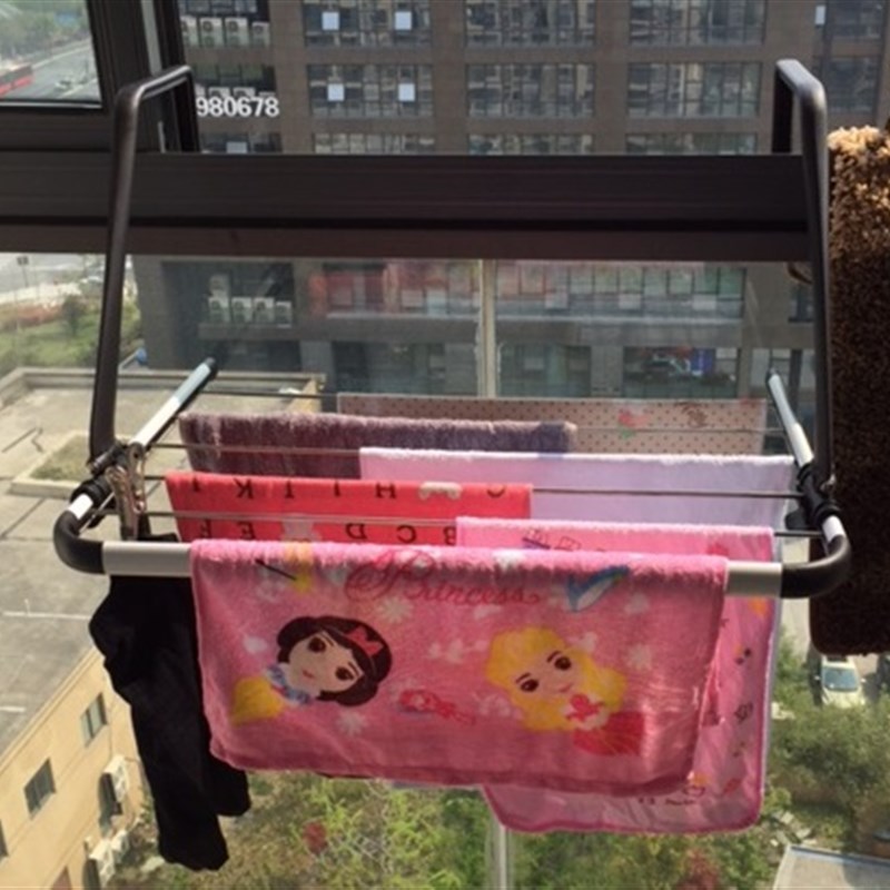 新款锈钢阳台晾晒架 折叠式晾衣架 多用型悬挂式晒衣架