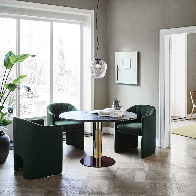 售楼处接待椅酒店洽谈椅会客椅意式极简布艺餐椅设计师餐厅椅绿色