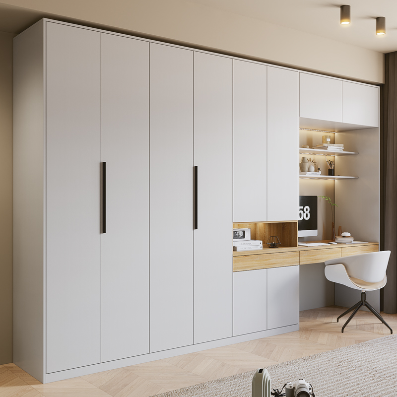 定制衣柜书桌一体家用卧室衣橱开放式现代简约收纳柜带梳妆台组合