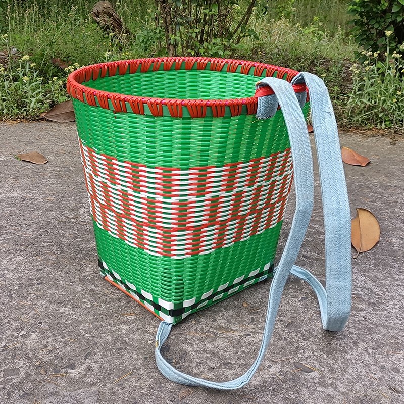 大背篓塑料买菜家用仿竹编背篼收纳背筐手工藤编采摘背篮子背箩筐
