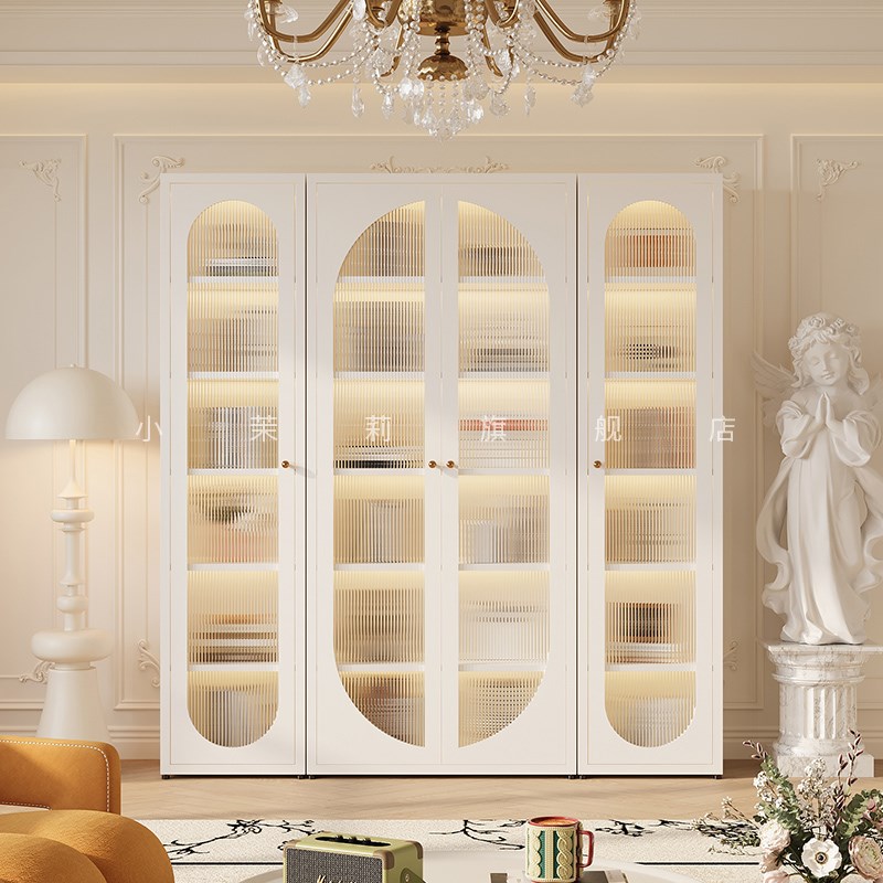 新款法式中古风防尘书柜带玻璃门展示柜家用客厅自由组合整墙书架