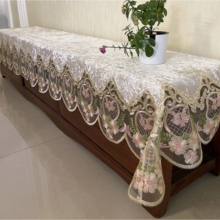 电视柜遮丑盖布遮挡杂物装饰帘柜子防尘盖巾高档布艺蕾丝遮挡帘罩