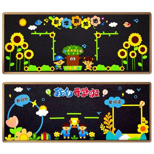 小学通用黑板报装饰向日葵主题墙贴画幼儿园开学教室文化走廊布置