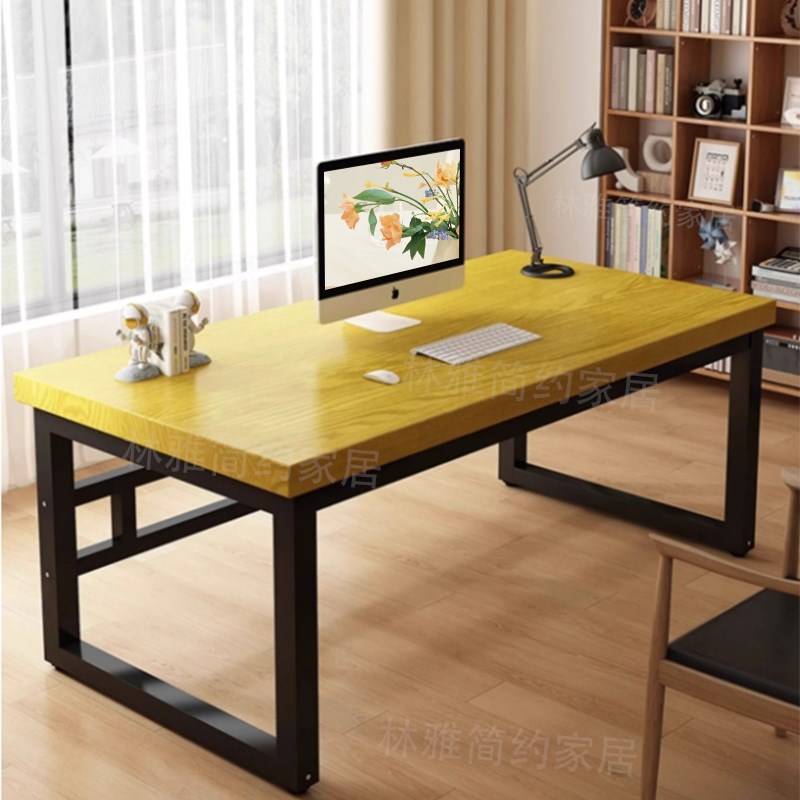 实木电脑桌大书桌工作台加长2米大板桌书房高深色办公桌子定制