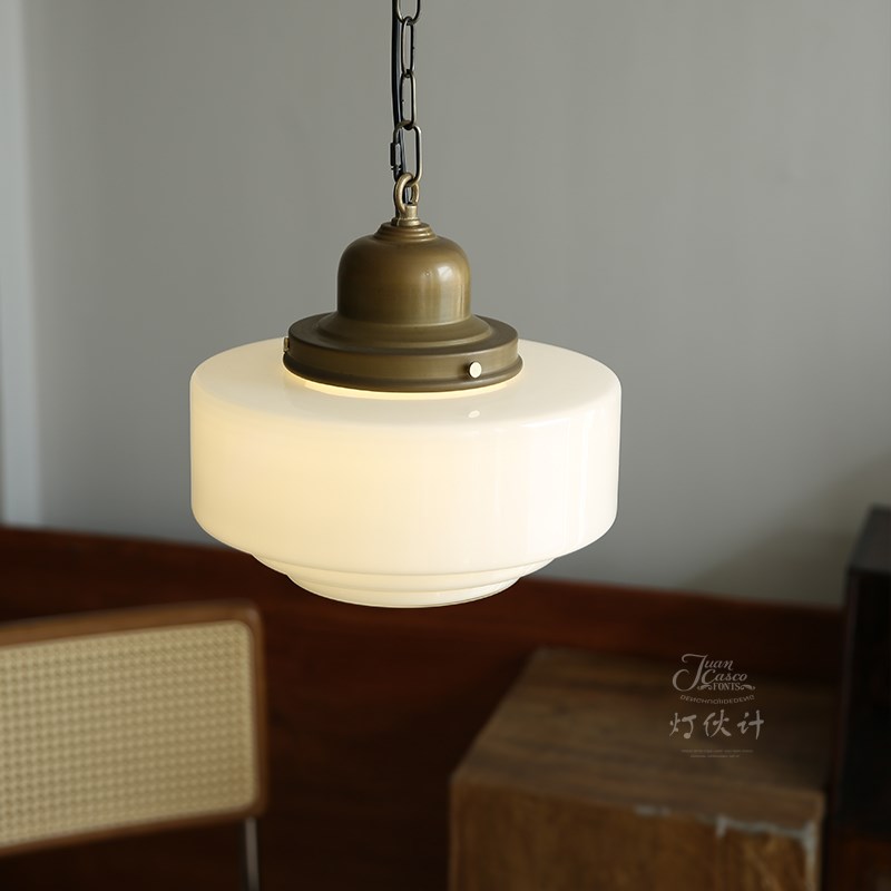 vintge中古复古黄铜吊灯 老上海rt Deco民国风格玻璃卧室餐厅灯