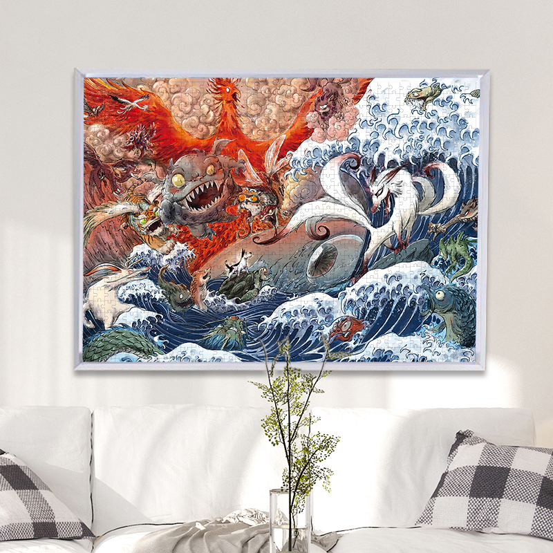 拼图裱框0片1000片*70画框架实木铝合金裱框拼图相框定制