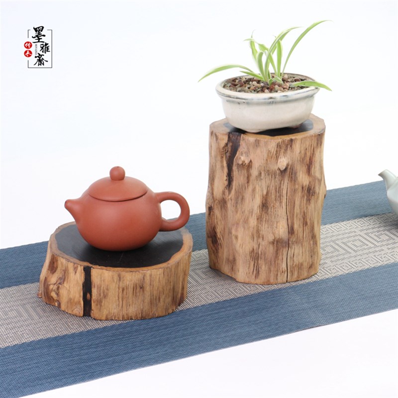 紫光檀原木天然造型木墩实木紫砂壶盆景花瓶底座造景小木桩红木垫