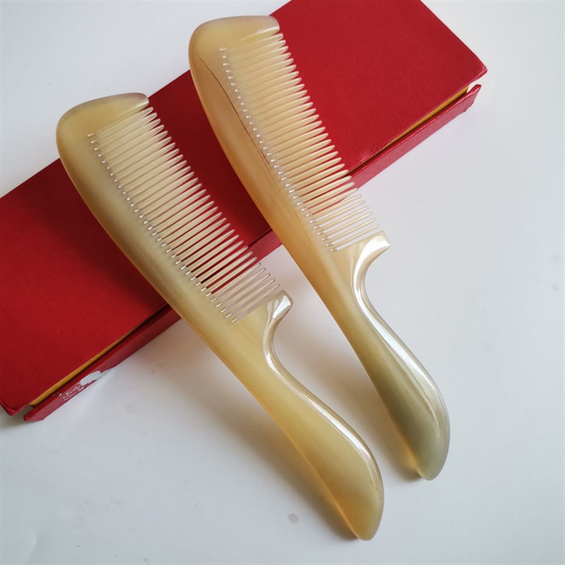 福缘天然加厚密齿羊角梳梳子长发家用经络按摩牛角梳梳子