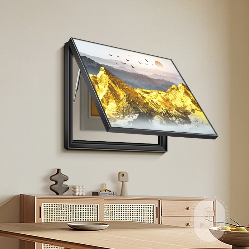 背有靠山电表箱装饰画现代日照金山配电箱遮挡电闸盒关挂画