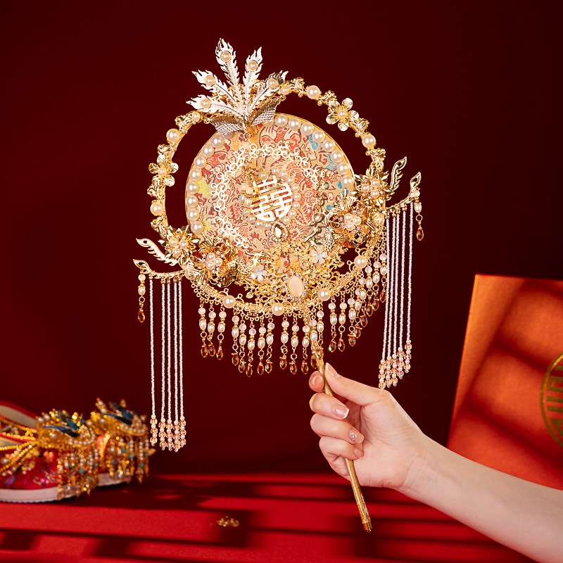 舞绣缘新娘团扇diy材料包中式婚礼秀禾服喜扇面成品结婚手捧花