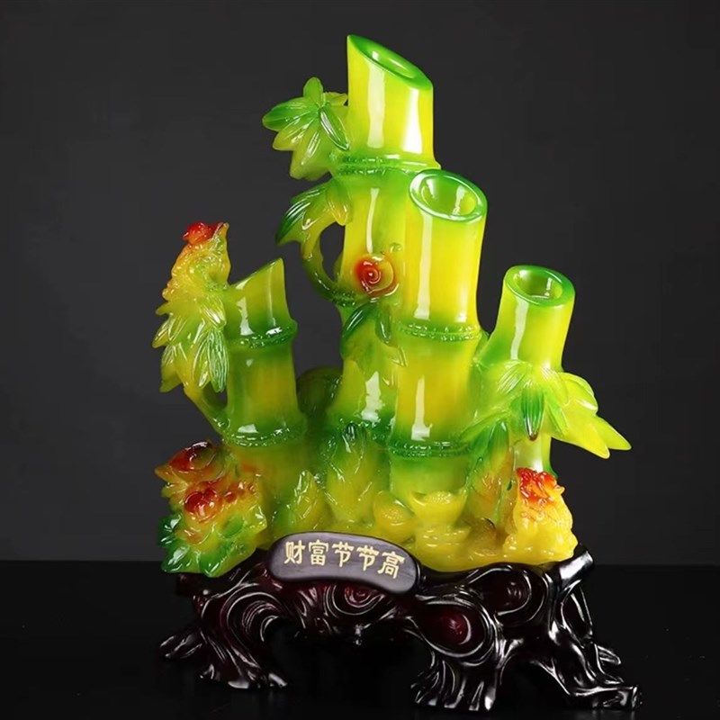 仿玉财富节节高升竹子招财富贵竹办公桌酒柜客厅装饰业礼品