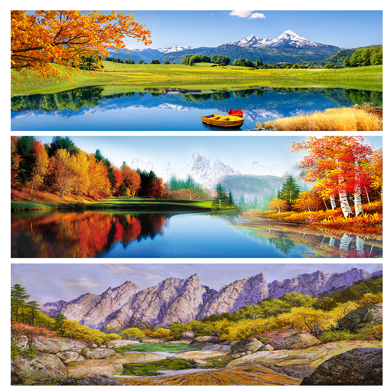 油画挂画客厅酒店走廊床头风景田园背胶布画自粘壁画喷绘打印微喷