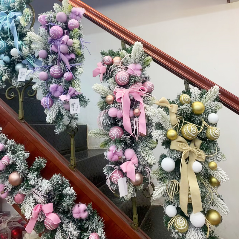 圣诞节装饰藤条挂件门挂扶梯窗户挂饰圣诞节花环场景布置酒店摆件