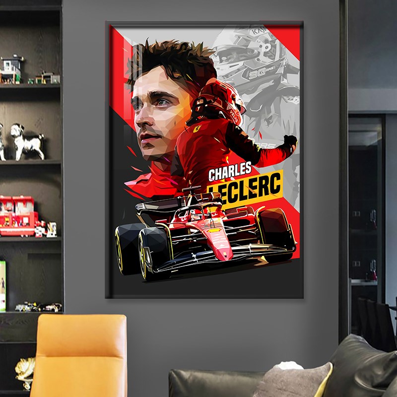 F1赛车手装饰画客厅玄关挂画剪影速度线抽象俱乐部周冠宇海报壁画