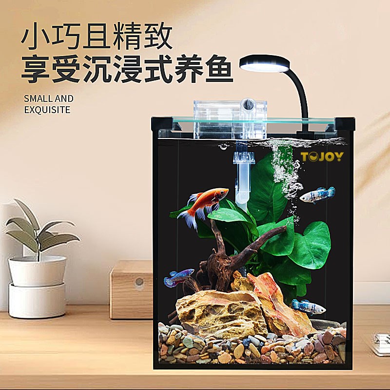 桌面客厅小型鱼缸乌龟生态超白透明玻璃缸造景迷你家用观赏斗鱼缸