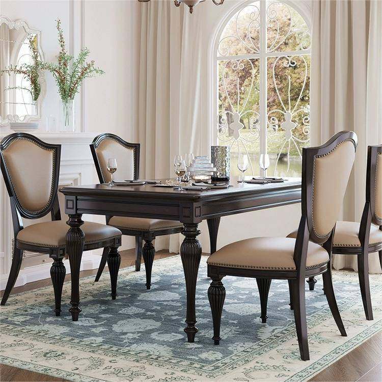 美式实木餐桌经典复古长餐桌椅组合法式罗马柱客厅饭桌卧室书桌