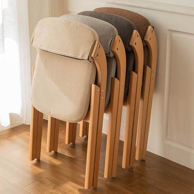 实木可折叠椅家用靠背椅子北欧餐椅会议椅子可叠放老人椅不占空间