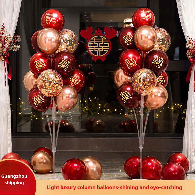 婚礼地板浮动气球柱装饰创意浪漫婚礼地板门口导桌浮动婚礼房间装