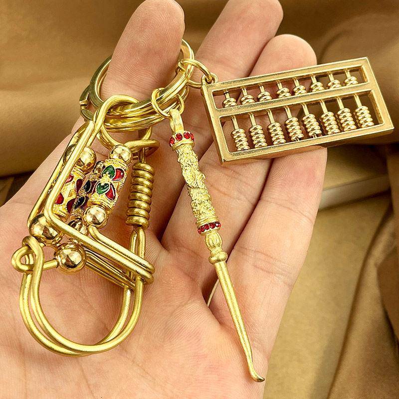 创意纯黄铜网红鸟钥匙炼手工汽车钥匙炼戒指个性化耳勺汽车吊坠