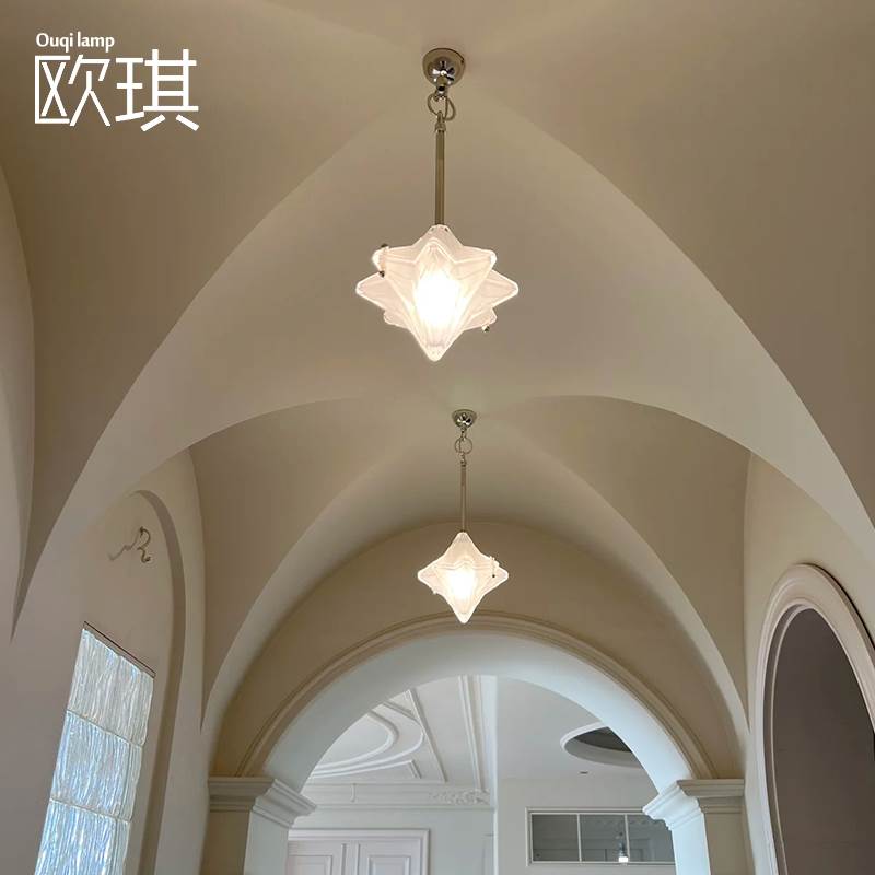 Art Deco星星小吊灯高级感法式中古穹顶玄关灯阳台走廊过道饭厅灯
