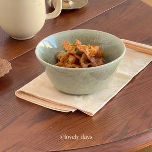 lovely days ins嫩绿色亮釉窑变渐变纹理陶瓷釉下彩酸奶碗小食碗