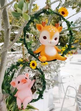 民宿花园户外庭院子装饰品阳台小摆件幼儿园墙壁挂树上布置造景
