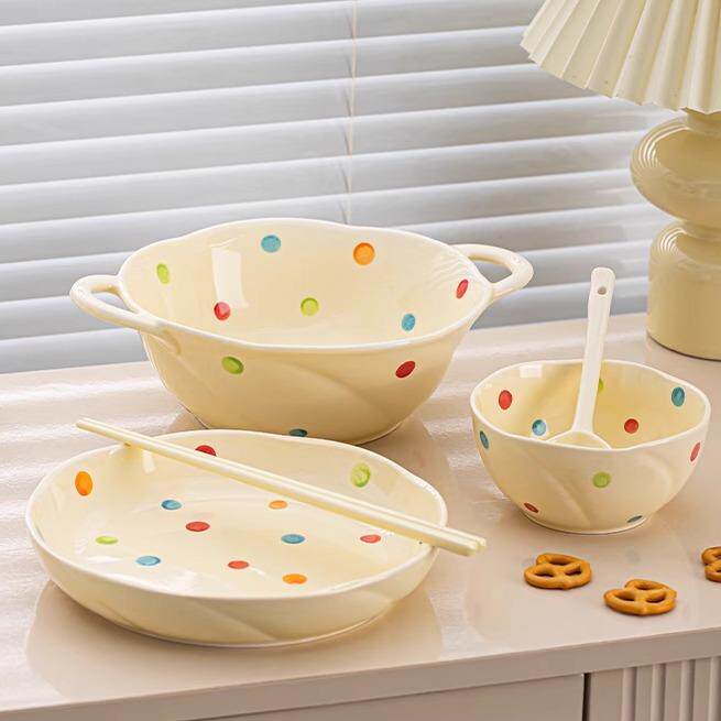 一人食餐具盘子可爱碗具碗盘碗碟套装家用2人情侣碗筷宿舍用学生