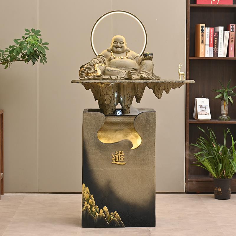 招财流水摆件工艺品循环风水轮落地客厅禅意喷泉公司乔迁开业礼品